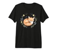 Zorro durmiendo Zorro Bosque Animal Floral Lindo Naturaleza Camiseta Premium