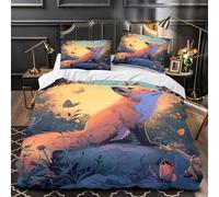 Zorro en el bosque Funda de Edredón Impresión 3D 3 Piezas Microfibra Suave Cremallera Oculta con Fundas de Almohada Antialérgica Vida salvaje fantástica Funda Edredon for jóvenes Single（135x200cm）