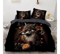 Zorro Funda Nórdica 200x200, Animales Salvajes Microfibra Juego de Ropa deCama Incluye 1 Funda Edredon + 2 Fundas de Almohada 50x75 (Cama 135/140)