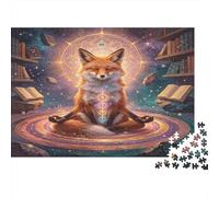 Zorro Meditando Puzzle de 1000 Piezas Papel para Adultos Escena Mística Biblioteca Relajación Decoración Regalo Familia 38x26cm/1000pcs