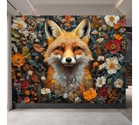 Zorro Papel Pintado, Flores No Tejido Papel Tapiz Grande, Mate Grueso Fotomurales Murales para Dormitorio Hotel TV Fondo Pared Dormitorio Sala de Estar 150 x 105 CM