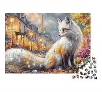 Zorro París Grueso Rompecabezas 1000 Piezas Adultos. Zorro Blanco Diamantes Calle Parisina Torre Eiffel. Premium Resistente Vibrante Desafiante Duro Difícil Alivio Estrés 70x50cm