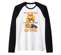 Zorro Perezoso Consejo del Día Cansado Sentarse Siesta Humor Camiseta Manga Raglan
