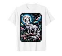 Zorro Rayado Místico Luna Llena Celestial Camiseta gráfica económica, Hombre, Blanco, S