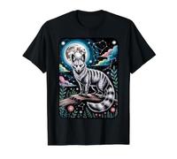 Zorro Rayado Místico Luna Llena Celestial Camiseta gráfica económica, Hombre, Negro, S