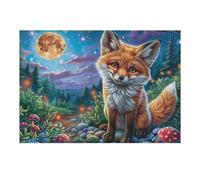 Zorro Rojo al pie del Bosque Puzzles 300 Piezas Obra De Arte 3D Familiar Pine Stream Grass Rompecabezas para Adultos Aliviar Estrés Decoración Hogar Moderno DIY 300 PCS