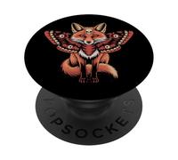 Zorro Rojo con alas Estampadas de Polilla de la Cabeza de la Muerte PopSockets PopGrip Adhesivo