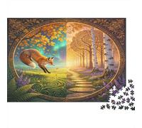 Zorro Rojo del Bosque Puzzle de 1000 Piezas Papel para Adultos Escenario Bosque Luminoso Juego de Puzzle 1000 Piezas Relajación Regalo 52x38cm/1000pcs