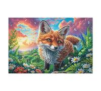 Zorro Rojo en el arbusto de Flores Puzzles 1000 Piezas DIY Creativo Rompecabezas Familiar para Toda La Familia Juguete Educativo Aliviar Estrés Decorativo 1000 PCS
