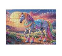 Zorro Rojo en el Invierno Nevada Rompecabezas 300 Piezas Cartón Grueso para Mayores Llamas Resplandor bajo el Cielo Estrellado Noches Juegos Familiares Estimulación Mental Regalo San Valentín 300 PCS