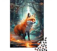 Zorro Rojo Puzzle de 1000 Piezas para Adultos Papel Escena Nocturna del Bosque Puzzle para Toda la Familia Relajación Hogar Regalo 70x50cm/1000pcs