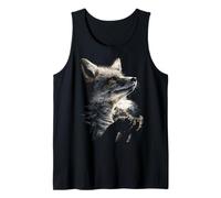 Zorro rústico sosteniendo Luna Llena luz de Luna estética Animal Arte Camiseta sin Mangas