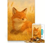 Zorro Sonriente en un Campo de Trigo Rompecabezas de 1000 Piezas para Adultos Juguete para ejercitar la Mente Diversión compartida Arte de Corte preciso Exhibición 38x26cm