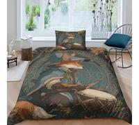 Zorro Wizard Playing Drums in The Middle of The Forest Funda De Edredón 3D, Juego De Ropa De Cama De Microfibra con Fundas De Almohada,Impresión,para Adultos Y Adolescentes Single（135x200cm）