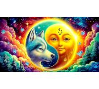 Zorro Yin-Yang en un Paisaje cósmico Rompecabezas de 1000 Piezas para Adultos - Cartón Reciclado - Decoración 75x50cm/1000pcs