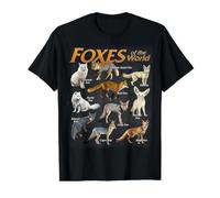 Zorros Animales del Mundo Educativo Fox Lover Zookeeper Camiseta gráfica económica, Hombre, Negro, XL