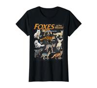 Zorros Animales del Mundo Educativo Fox Lover Zookeeper Camiseta gráfica económica, Mujer, Negro, XS