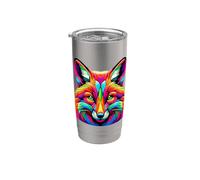 Zorros Coloridos Del Arte Pop Amante Del Zorro Rojo Vaso térmico de acero inoxidable de doble pared