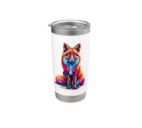 Zorros Coloridos Del Arte Pop Amante Del Zorro Rojo Vaso térmico de acero inoxidable de doble pared