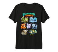 Zorros Elementales Tierra Fuego Agua Hielo Kawaii Zorro Peludo Camiseta Premium