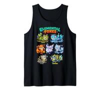 Zorros Elementales Tierra Fuego Agua Hielo Kawaii Zorro Peludo Camiseta sin Mangas