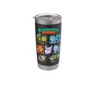 Zorros Elementales Tierra Fuego Agua Hielo Kawaii Zorro Peludo Vaso térmico de acero inoxidable de doble pared