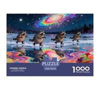 Zorros patinando sobre Hielo Puzzle De Madera Impermeable Puzzles De 1000 Piezas Regalos para Adultos Imposible Rompecabezas Decoración del Hogar