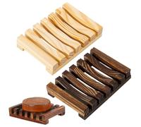 ZORTVUL 2 Piezas Jabonera Baño Bambú Madera Natural Cocina Esponja Accesorios Organización Color Madera 11.5 Cm X 8 Cm X 2.2 Cm