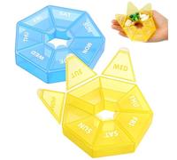 ZORTVUL 2 Piezas Pastillero Semanal 1 Toma De Plástico, Organizador Portátil, Para Medicinas, Vitaminas, Amarillo & Azul