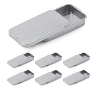 ZORTVUL 6 Piezas Lata De Hojalata Con Tapa Mini Lata Deslizante Portátil De Hierro Para Palillos, Discos De Algodón, Gomas Del Pelo (Plateado, 60X34X10 Mm