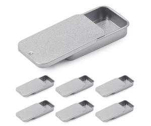 ZORTVUL 6 Piezas Lata De Hojalata Con Tapa Mini Lata Deslizante Portátil De Hierro Para Palillos, Discos De Algodón, Gomas Del Pelo (Plateado, 60X34X10 Mm