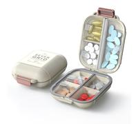 ZORVIDSON Pastillero de viaje, pastillero portátil con 7 compartimentos, pastillero de plástico sin BPA, pastillero compacto para vitaminas y suplementos (blanco, pequeño)