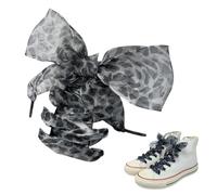 ZORVUJI Cordones de satén de moda 1 par de cordones anchos para zapatillas animal print - Cinta de satén de chiffon para adultos y niños, zapatos de patinaje, tenis, zapatillas deportivas (gris)