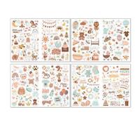 ZORVUJI Pegatinas Scrapbooking, 212 Piezas para Álbum Bebé y Álbum Fotos Bebé, 8 Hojas A4, Regalo Baby Shower con Animales y Motivos Lindos (Marrón)