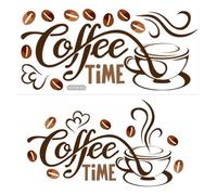 ZORVUJI Vinilos Decorativos Cocina, Frases Adhesivas Coffee Time, Decoración de Cocina con Arte de Tazas de Vinilo, Pegatinas Decorativas para Paredes de Restaurante y Bar