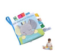 ZORVYN 1 Pcs Libro de Tela para Bebé con Espejo - Libro Sensorial Interactivo, Juguete de Tela con Texturas y Sonidos, Libros para Bebés de 0 a 6 Meses, Regalo para Recién Nacidos (Elefantes)