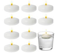 ZORVYN 10 Velas Flotantes Sin Humo Velas Blancas para Decoración y Bodas (3,7 x 1,6 cm) (Blanco)