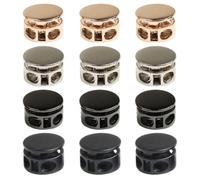 ZORVYN 12 Piezas Topes de Cordón Metálicos de 2 Agujeros, Cierres de Resorte para Cordones, Tapones para Extremos de Cordón, Sujetadores para Ropa, Mochilas, Cuerdas y Cordones de Zapatos