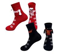ZORVYN 2 Pares de Calcetines Navideños para Parejas Divertidos con Manos Magnéticas como Regalo para Hombres y Mujeres Calcetines Acogedores Diseño de Manos Unidas Ideas de Regalo para Navidad