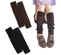 ZORVYN 2 Pares de Polainas de Punto para Mujer, Calentadores de Piernas de Invierno Cálidos y Cómodos, Polainas Largas para Mujeres y Niñas, Ballet, Danza, Deporte (Crochet Tejido)