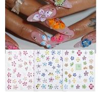 ZORVYN 3 piezas Pegatinas para uñas,hibisco pegatinas de uñas, 3D autoadhesivas pegatinas de flores de uñas, de uñas decoración