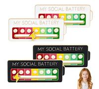 ZORVYN 4 Piezas Divertidos Broches para Estado de Ánimo Social, Pins Ajustables con 7 Emociones, Elegantes Broches de Batería Social para Mujer (Negro y Blanco)