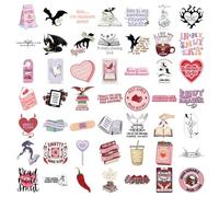 ZORVYN 52 Piezas Set de Stickers Aesthetic Bookish, Pegatinas Impermeables de Anime para Laptop, Diario, Kindle, Maleta, MacBook, Casco de Moto, Scrapbook, Kawaii Lectura Chicas y Mujeres (Rosa)