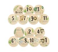ZORVYN 7 Discos de Madera para Hitos del Bebé, Tarjetas de Madera para Embarazo, Ideas de Regalo para Madres Primerizas, Discos de Madera con Animales Coloridos Impresos (Multicolor)