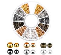 ZORVYN 720 Piezas Abalorios de Crimpado, Crimp Beads, Engarzado Sueltas de Pulsera, 2 mm 2.5 mm Mixtas Cuentas Espaciadoras Redondas, Cierres Casquillos Para Fabricación de Bisutería