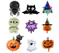 ZORVYN 9 Piezas XXL Set de Globos Halloween con Calabaza Fantasma Bruja Araña para Decoracion Halloween Infantil y Cumpleaños