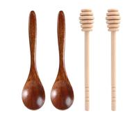 ZORVYN Juego de 4 Cucharas de Madera para Miel y Palitos Dosificador Set Mezclador para Jarabe Mermelada Utensilios de Cocina