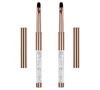 ZORVYN Set de 2 Pinceles para Uñas de Gel con Tapa, Pinceles Nail Art con Mango de Strass, Accesorios para Uñas UV (Arte de Uñas en Gel)