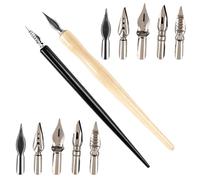 ZORVYN Set de caligrafía, con 10 de repuesto de acero inoxidable, 2 piezas portaplumas para tinta china, pincel, caricaturistas y artistas, escritura fluida, pintar, firmar y dibujar, ideal para.