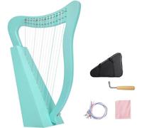 ZORZA Arpa, arpa de nailon de 15 cuerdas, arpa de instrumento de caoba con estuche de transporte y teclas de afinación, adecuada para principiantes amantes de la música,Verde,15 String